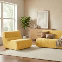 Fauteuil en mousse polyuréthane et tissu polyester touché doux jaune - BLOW