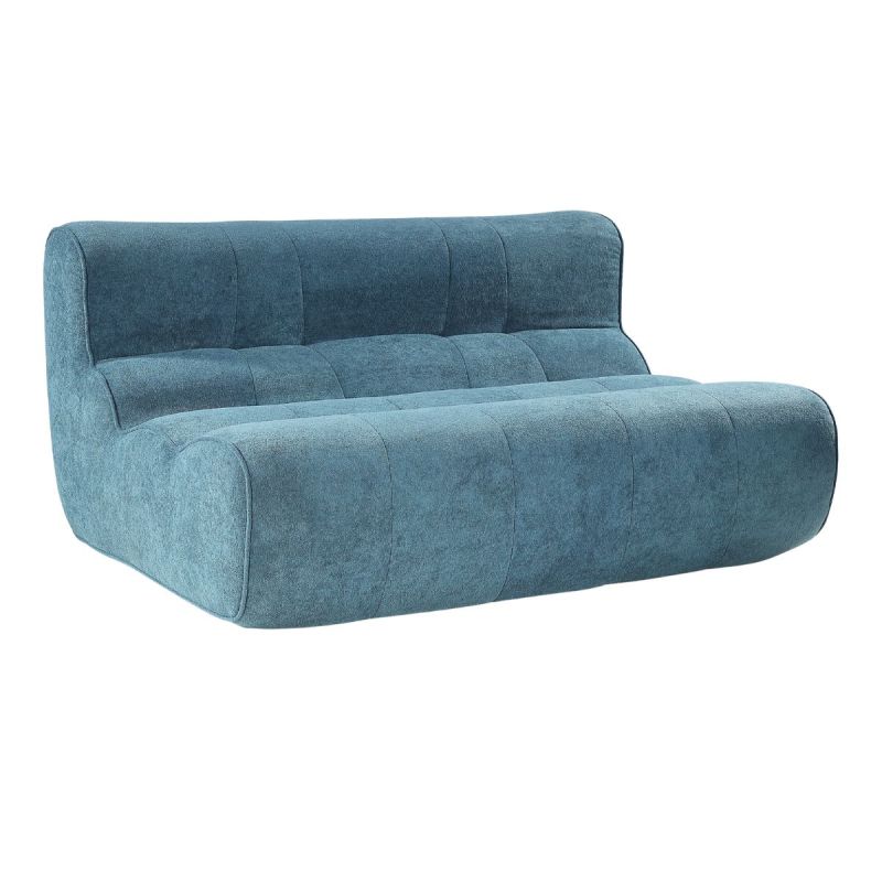 Canapé 2 places en mousse polyuréthane et tissu polyester touché doux bleu - BLOW