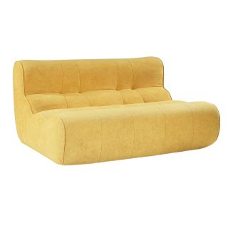 Canapé 2 places en mousse polyuréthane et tissu polyester touché doux jaune - BLOW