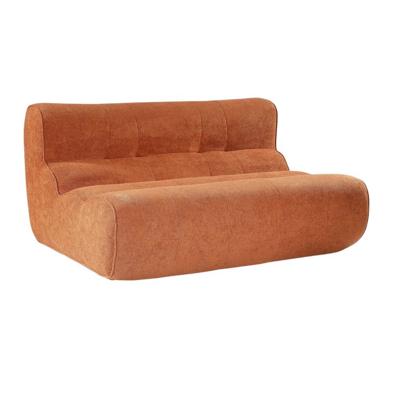 Canapé 2 places en mousse polyuréthane et tissu polyester touché doux orange - BLOW