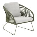 NOALIA - Salon de Jardin Complet Tables Gigogne Vert en Acier et Imitation Rotin