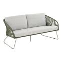 NOALIA - Salon de Jardin Complet Tables Gigogne Vert en Acier et Imitation Rotin