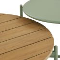 NOALIA - Salon de Jardin Complet Tables Gigogne Vert en Acier et Imitation Rotin