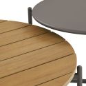 NOALIA - Salon de Jardin Complet Tables Gigogne Beige en Acier et Imitation Rotin