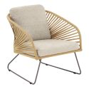 NOALIA - Salon de Jardin Complet Tables Gigogne Beige en Acier et Imitation Rotin