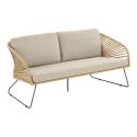 NOALIA - Salon de Jardin Complet Tables Gigogne Beige en Acier et Imitation Rotin