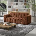 Canapé 3 places fixe en tissu polyester chenillé cognac - MENTON