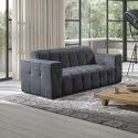 Canapé 2 places fixe en tissu polyester chenillé gris - MENTON