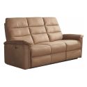 Canapé 3 places relax électrique en tissu polyestermarron glacé - RHODAY