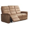Canapé 3 places relax électrique en tissu polyestermarron glacé - RHODAY