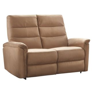 Canapé 2 places fixe en tissu polyester marron glacé - RHODAY