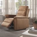Fauteuil relax électrique en tissu polyester marron glacé - RHODAY