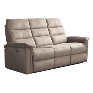 Canapé 3 places relax électrique en tissu polyestergris - RHODAY