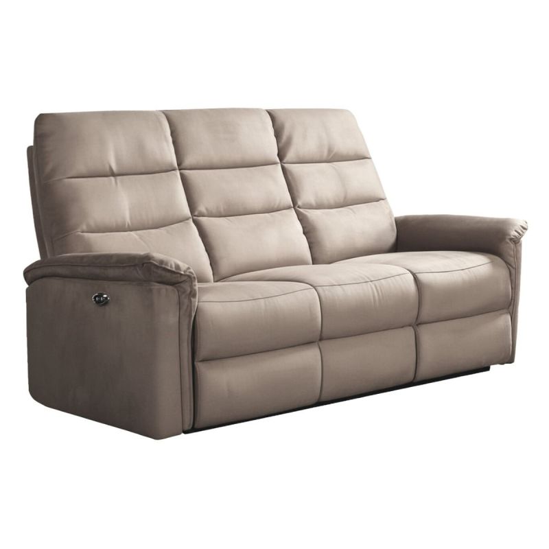 Canapé 3 places relax électrique en tissu polyestergris - RHODAY