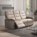 Canapé 3 places relax électrique en tissu polyestergris - RHODAY
