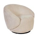 Fauteuil club pivotant en tissu poils courts style sherpa crème - KATMANDOU
