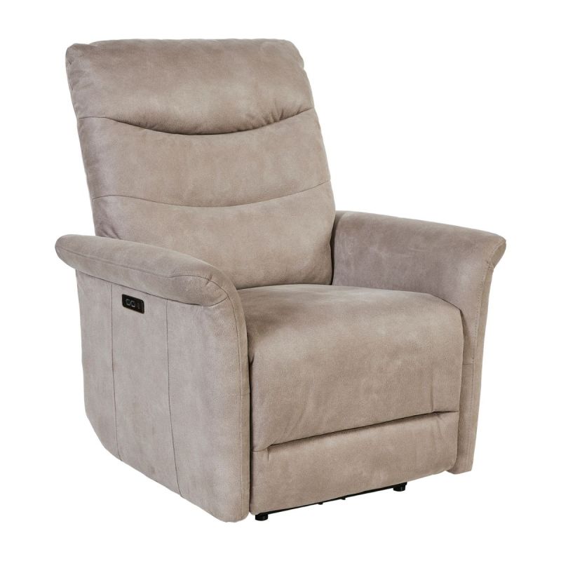 Fauteuil relax électrique tissu microfibre taupe - PYLOS