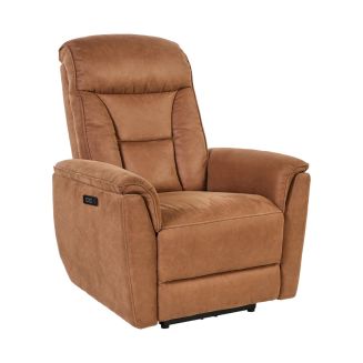 Fauteuil relax électrique tissu microfibre cognac - RIMSKY
