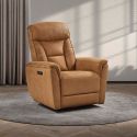 Fauteuil relax électrique tissu microfibre cognac - RIMSKY