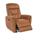 Fauteuil relax électrique tissu microfibre cognac - RIMSKY