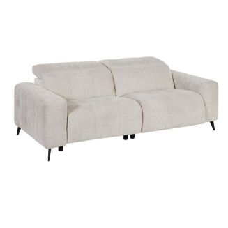 Canapé 3 places relax électrique en tissu poils courts style sherpa crème - ALKANE