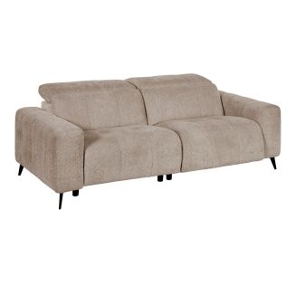 Canapé 3 places relax électrique en tissu poils courts style sherpa crème - ALKANE