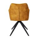 Lot de 2 fauteuils de table pivotants tissu double texture jaune pieds métal noir - MIKAELA
