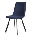 Lot de 4 chaises en microfibre avec dossier surpiqûres en losange bleu pieds métal noir - ELYO