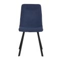 Lot de 4 chaises en microfibre avec dossier surpiqûres en losange bleu pieds métal noir - ELYO