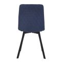 Lot de 4 chaises en microfibre avec dossier surpiqûres en losange bleu pieds métal noir - ELYO