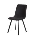 Lot de 4 chaises en microfibre avec dossier surpiqûres en losange anthracite pieds métal noir - ELYO