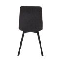 Lot de 4 chaises en microfibre avec dossier surpiqûres en losange anthracite pieds métal noir - ELYO