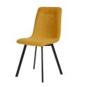 Lot de 4 chaises en microfibre avec dossier surpiqûres en losange jaune pieds métal noir - ELYO