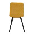 Lot de 4 chaises en microfibre avec dossier surpiqûres en losange jaune pieds métal noir - ELYO