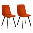 Lot de 4 chaises en microfibre avec dossier surpiqûres en losange orange pieds métal noir - ELYO