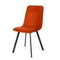 Lot de 4 chaises en microfibre avec dossier surpiqûres en losange orange pieds métal noir - ELYO