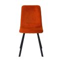 Lot de 4 chaises en microfibre avec dossier surpiqûres en losange orange pieds métal noir - ELYO