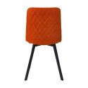 Lot de 4 chaises en microfibre avec dossier surpiqûres en losange orange pieds métal noir - ELYO