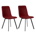 Lot de 4 chaises en microfibre avec dossier surpiqûres en losange rouge pieds métal noir - ELYO