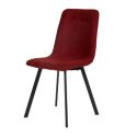 Lot de 4 chaises en microfibre avec dossier surpiqûres en losange rouge pieds métal noir - ELYO