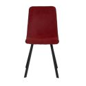 Lot de 4 chaises en microfibre avec dossier surpiqûres en losange rouge pieds métal noir - ELYO