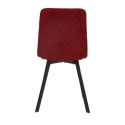 Lot de 4 chaises en microfibre avec dossier surpiqûres en losange rouge pieds métal noir - ELYO