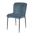 Lot de 2 chaises en tissu velours côtelé coloris bleu pieds métal noir - LUMIA