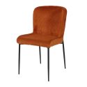 Lot de 2 chaises en tissu velours côtelé coloris terracotta pieds métal noir - LUMIA