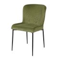 Lot de 2 chaises en tissu velours côtelé coloris vert pieds métal noir - LUMIA