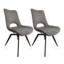 Lot de 2 chaises pivotantes en tissu maillé coloris gris foncé pieds métal noir - YVAN