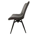 Lot de 2 chaises pivotantes en tissu maillé coloris gris foncé pieds métal noir - YVAN