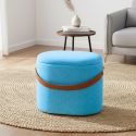 DEENA - Pouf avec Coffre et Lanière Bleu Océan