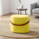 DEENA - Pouf avec Coffre et Lanière Jaune