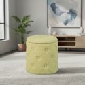 YELENA - Pouf avec Coffre de Rangement Vert Anis